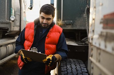 Blackrock Logistics driver checking a safety list